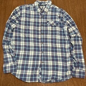 Vissla Flannel Shirt Mens  Blue Plaid 100% Cotton Long Sleeve Casual L